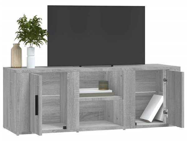 Szürke sonoma színű szerelt fa TV-szekrény 100x31,5x35 cm