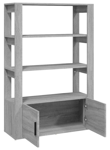 Szürke sonoma színű szerelt fa tálalószekrény 80x30x119,5 cm