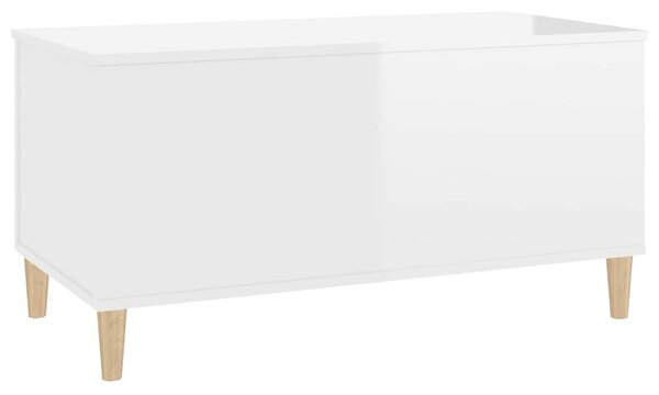Magasfényű fehér szerelt fa dohányzóasztal 90x44,5x45 cm