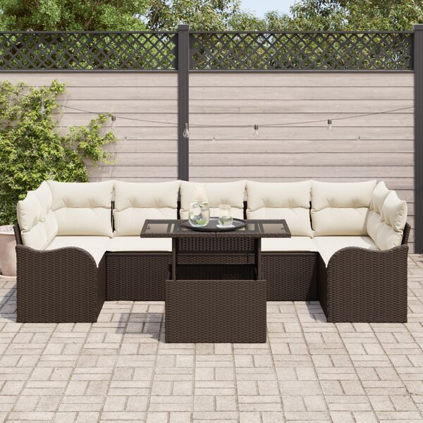 Kerti Kanapé Szett párnával tárolóval 8 pcs Barna Poly Rattan