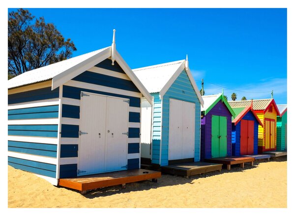 Kép - Brighton Beach, Melbourne, Ausztrália (üvegen) (70x50 cm)