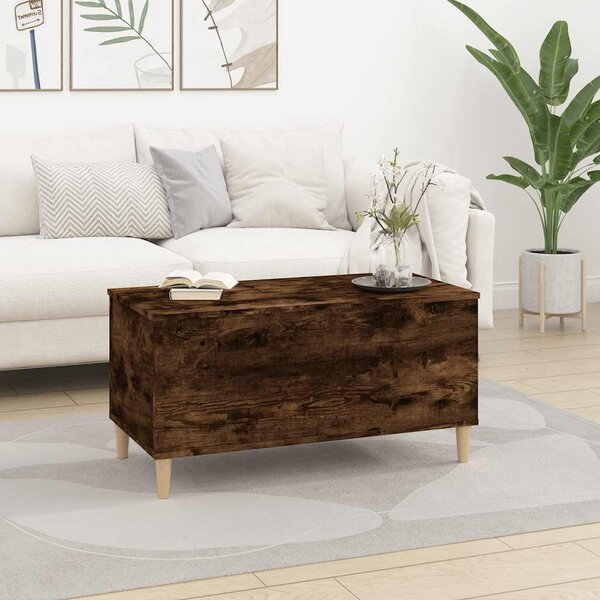Füstös tölgy színű szerelt fa dohányzóasztal 90 x 44,5 x 45 cm