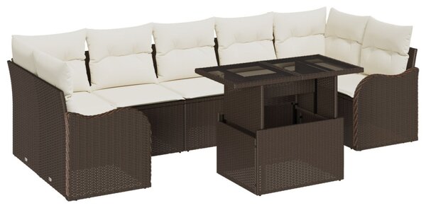 Kerti Kanapé Szett párnával tárolóval 8 pcs Barna Poly Rattan