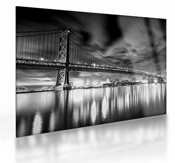 Kép - Benjamin Franklin híd, Philadelphia, fekete-fehér (üvegen) (70x50 cm)