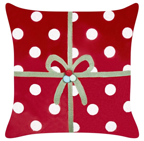 2 db díszpárna GUMDROP Bársony 45 x 45 cm Piros Karácsonyi minta