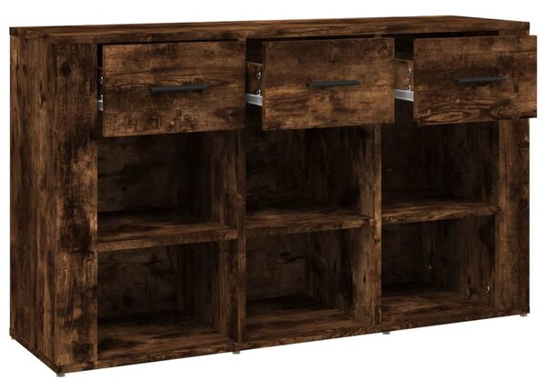 Füstös tölgy színű szerelt fa tálalószekrény 100x30x59,5 cm