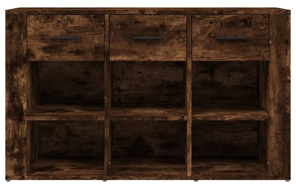 Füstös tölgy színű szerelt fa tálalószekrény 100x30x59,5 cm