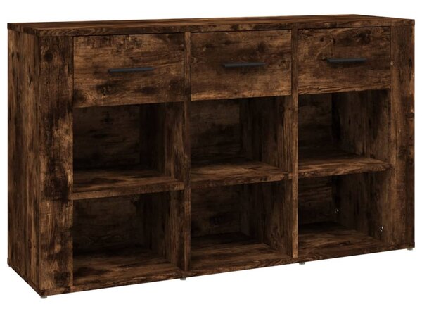 Füstös tölgy színű szerelt fa tálalószekrény 100x30x59,5 cm