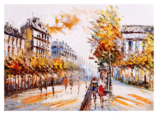 Kép - Utca Párizsban (üvegen) (70x50 cm)