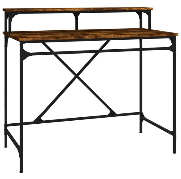 Füstös tölgy színű szerelt fa és vas íróasztal 100 x 50 x 90 cm
