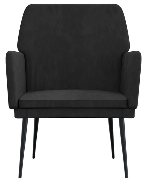 Fekete bársonyfotel 62x79x79 cm