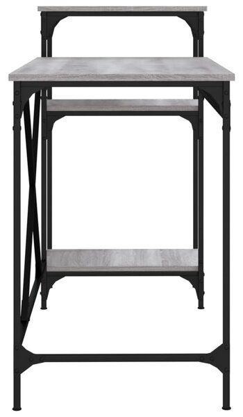 Szürke sonoma fa és vas íróasztal polcokkal 135x50x90 cm