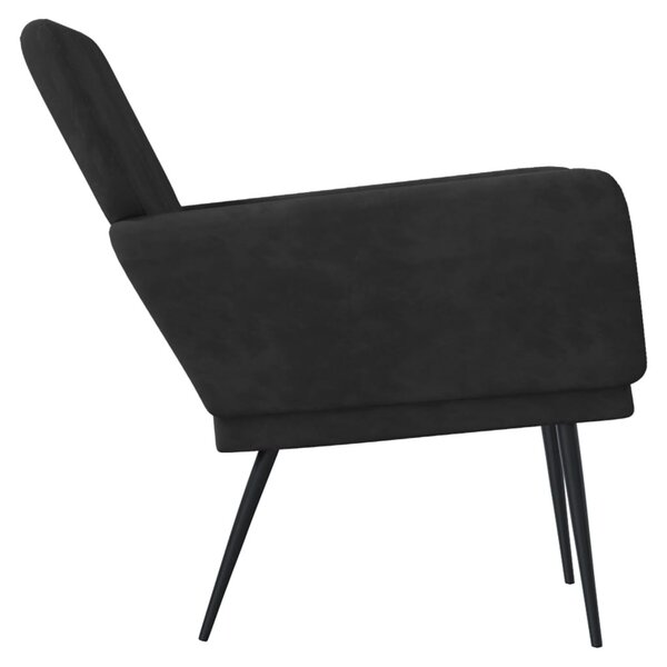 Fekete bársonyfotel 62x79x79 cm