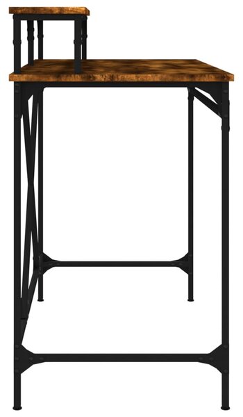 Füstös tölgy színű szerelt fa és vas íróasztal 100 x 50 x 90 cm