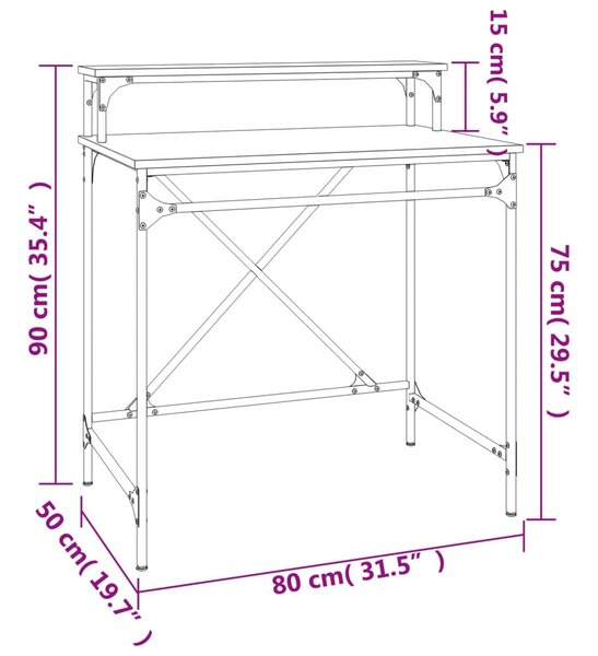 Fekete szerelt fa és vas íróasztal 80 x 50 x 90 cm