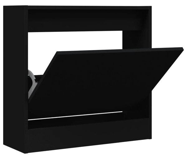 Fekete szerelt fa cipőszekrény 60 x 21 x 57 cm