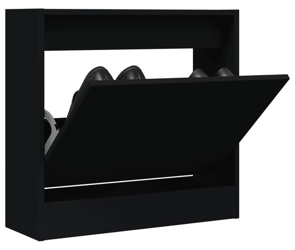 Fekete szerelt fa cipőszekrény 60 x 21 x 57 cm