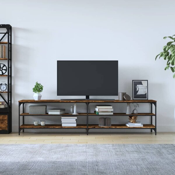 Füstös tölgy színű szerelt fa és fém TV-szekrény 200x30x50 cm