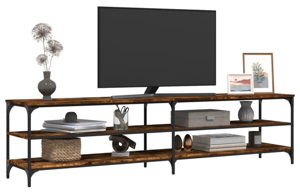 Füstös tölgy színű szerelt fa és fém TV-szekrény 200x30x50 cm
