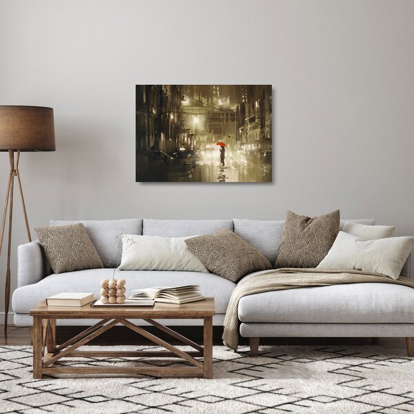 Kép - Nő egy esős éjszakán (üvegen) (70x50 cm)