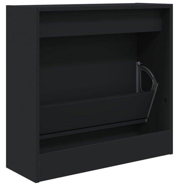 Fekete szerelt fa cipőszekrény 60 x 21 x 57 cm