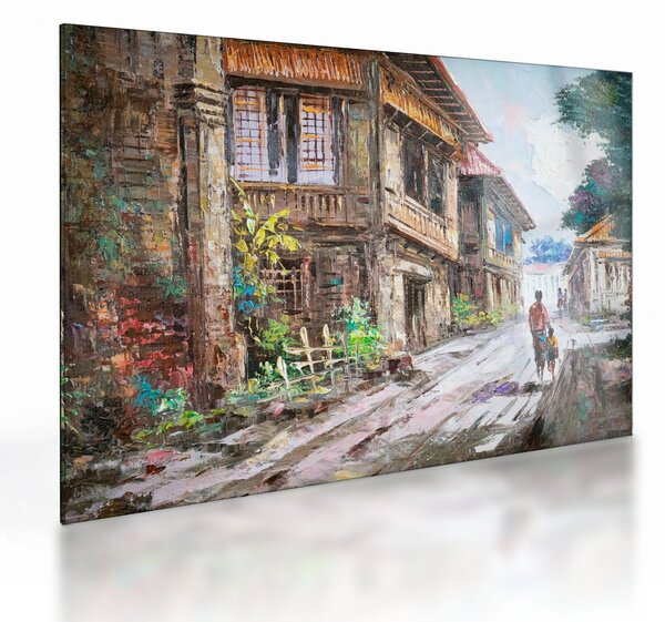 Fülöp-szigeteki falu képe, Ázsia (üvegen) (70x50 cm)