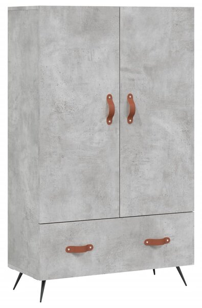 Betonszürke szerelt fa magasszekrény 69,5 x 31 x 115 cm