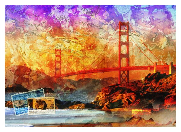Kép - Golden Gate, San Francisco, Kalifornia (üvegen) (70x50 cm)