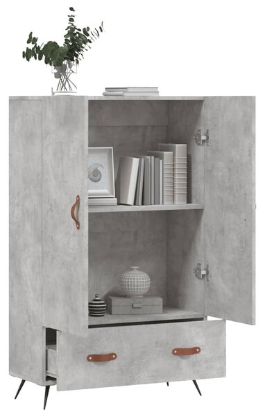 Betonszürke szerelt fa magasszekrény 69,5 x 31 x 115 cm