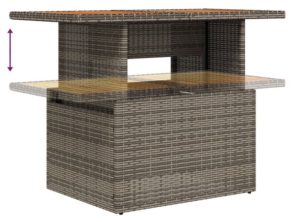 Kert étkező szett 7 pcs Szürke és Barna 100 x 55 x 73 cm