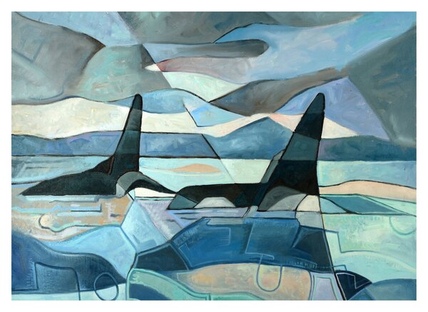Kép - Orcas (üvegen) (70x50 cm)