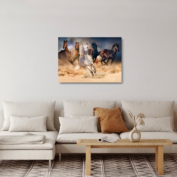 Kép - lovak a sivatagban (üvegen) (70x50 cm)