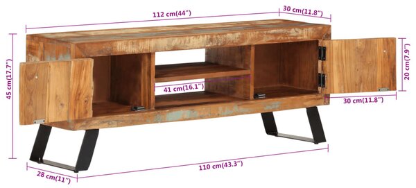 Tömör újrahasznosított fa TV-szekrény 112 x 30 x 45 cm