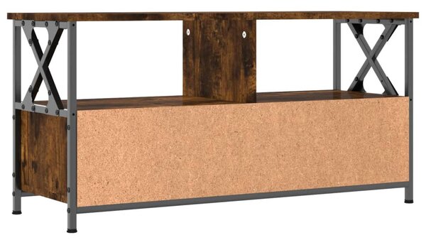 Füstös tölgy színű szerelt fa és vas TV-szekrény 90x33x45 cm