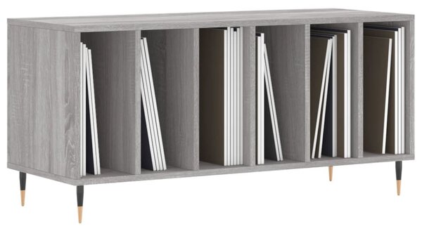 Szürke sonoma színű szerelt fa hanglemezszekrény 100x38x48 cm