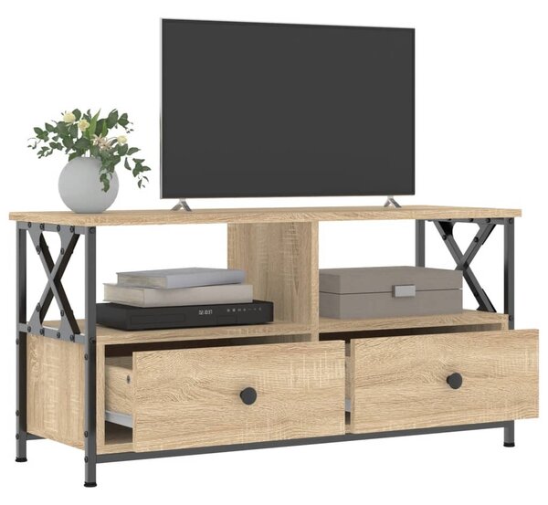 Sonoma tölgy színű szerelt fa és vas TV-szekrény 90x33x45 cm