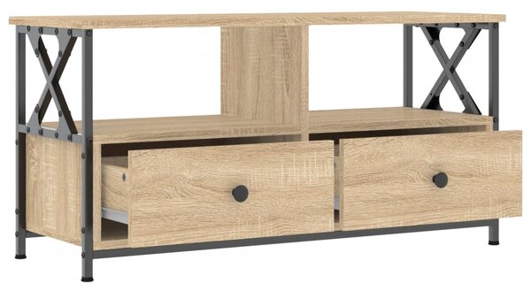 Sonoma tölgy színű szerelt fa és vas TV-szekrény 90x33x45 cm