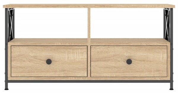 Sonoma tölgy színű szerelt fa és vas TV-szekrény 90x33x45 cm