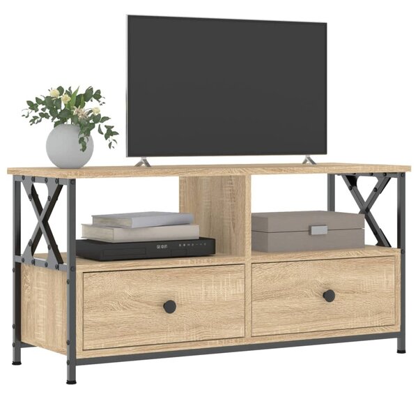 Sonoma tölgy színű szerelt fa és vas TV-szekrény 90x33x45 cm