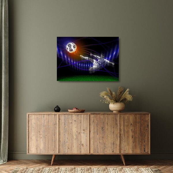 A kép egy futballista egy ugrás (üvegen) (70x50 cm)