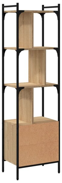 Sonoma tölgy szerelt fa könyvespolc ajtóval 44,5x30x154,5 cm