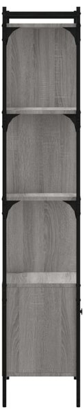 Szürke sonoma szerelt fa könyvespolc ajtóval 44,5x30x154,5 cm