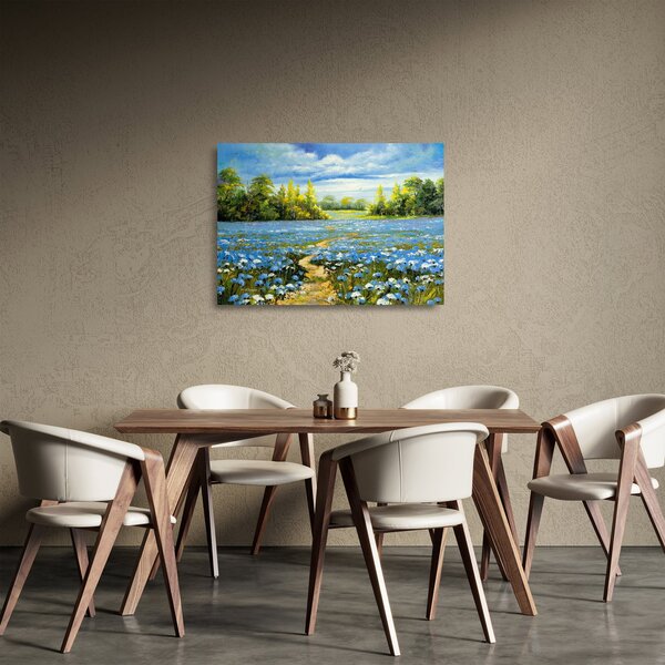 Kép - ösvény a mezőn, olajfestmény (üvegen) (70x50 cm)