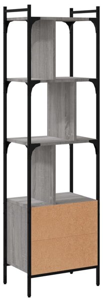 Szürke sonoma szerelt fa könyvespolc ajtóval 44,5x30x154,5 cm