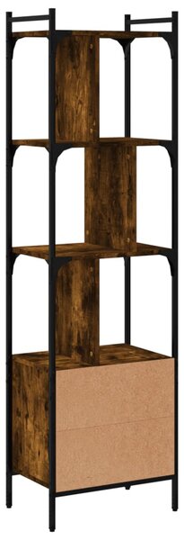 Füstös tölgy szerelt fa könyvespolc ajtóval 44,5x30x154,5 cm