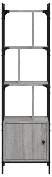 Szürke sonoma szerelt fa könyvespolc ajtóval 44,5x30x154,5 cm
