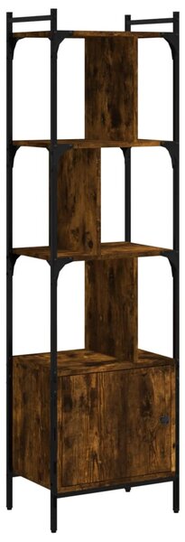 Füstös tölgy szerelt fa könyvespolc ajtóval 44,5x30x154,5 cm