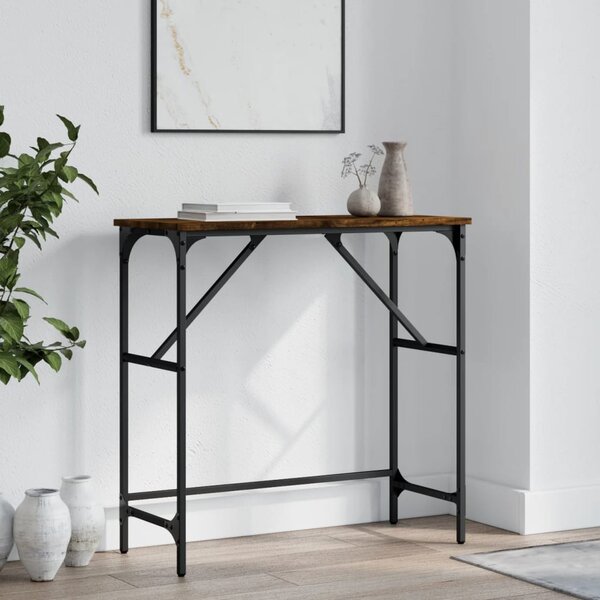 Füstös tölgy színű szerelt fa tálalóasztal 75x32x75 cm