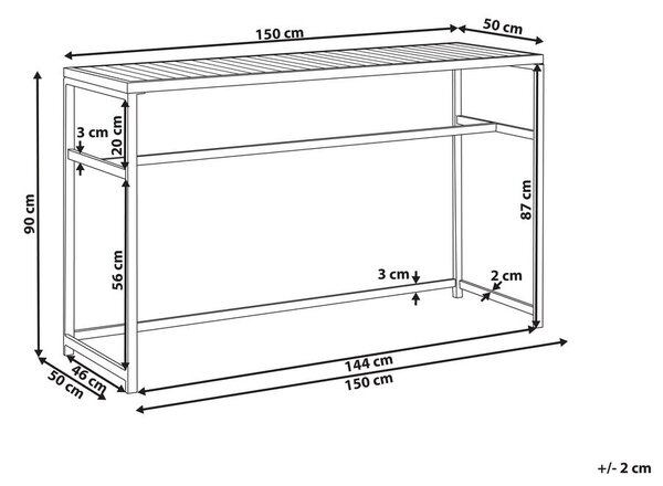 Kerti bárasztal AVETRANA 150 cm 50 cm Fekete