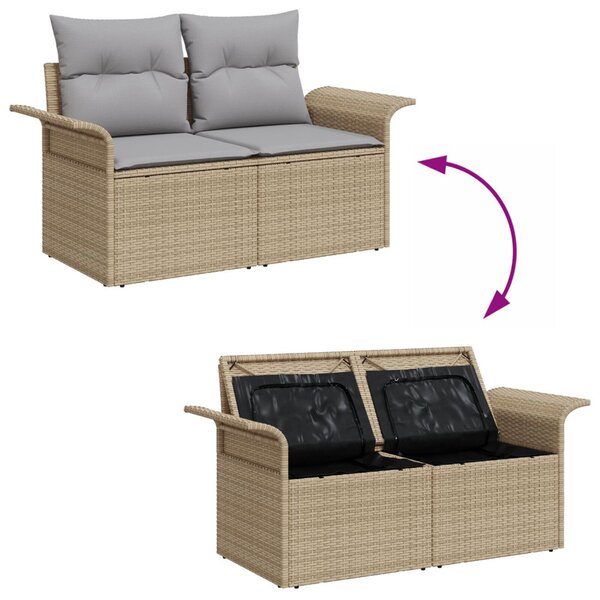 Kerti Kanapé Szett tárolóval 6 pcs Bézs Poli rattan